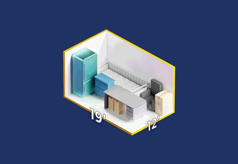12x19 outdoor storage unit with electricity, size diagram